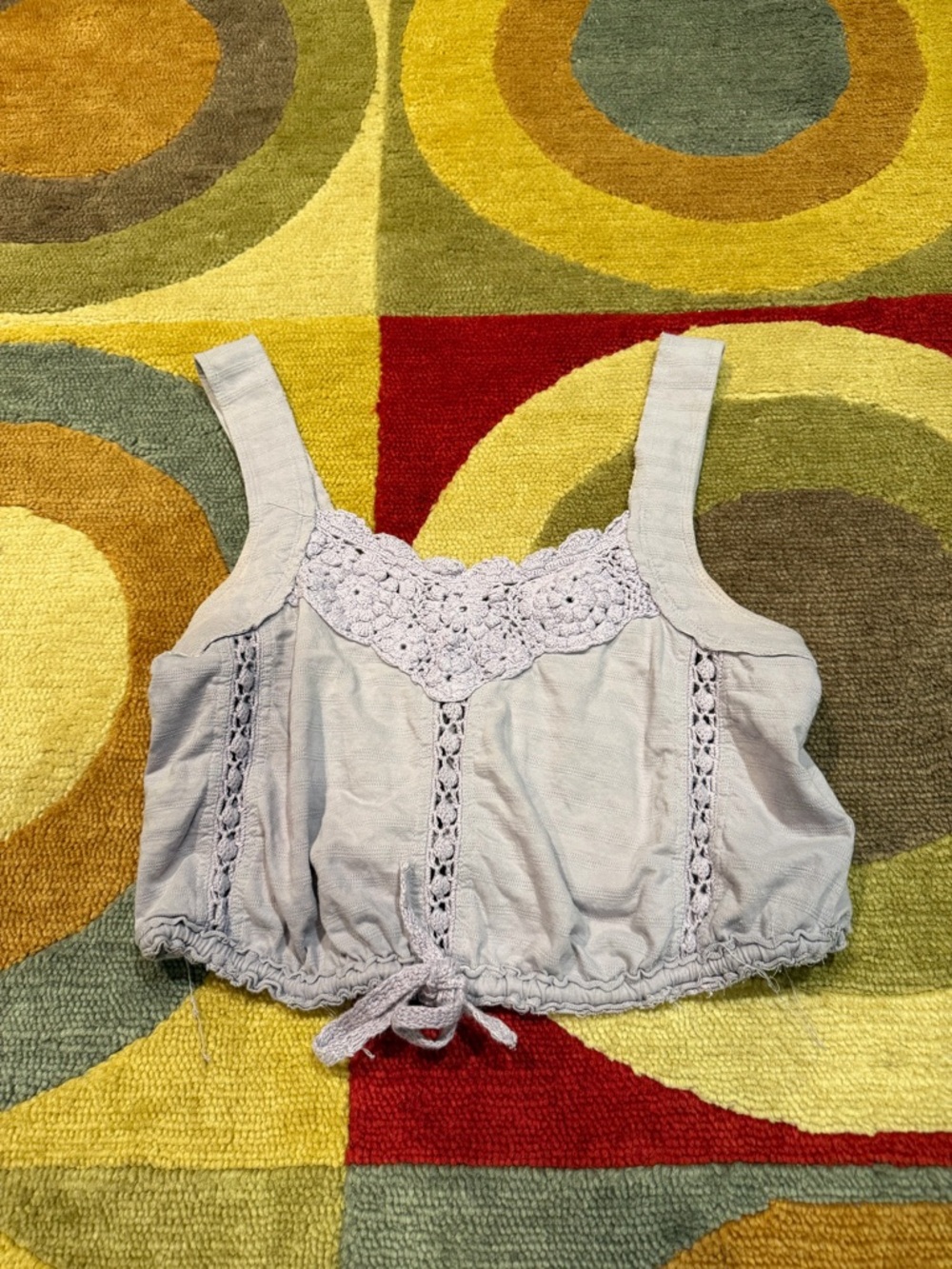 Free People Sweet Something Tank Top Purple Lavender Crochet Tie Front Cropped